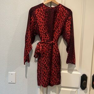 Red cheetah dress 100% SILK